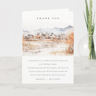 Minimal Salt Lake City Utah Waterverf bruiloft Bedankkaart