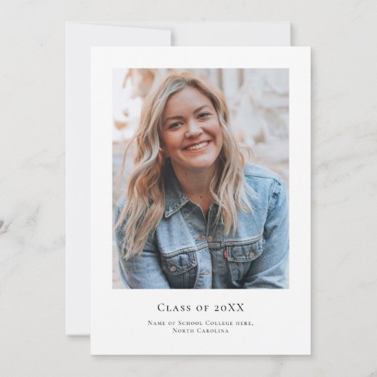 Minimal Script Afstuderen Fotoaankondiging Aankondiging (Achterkant)