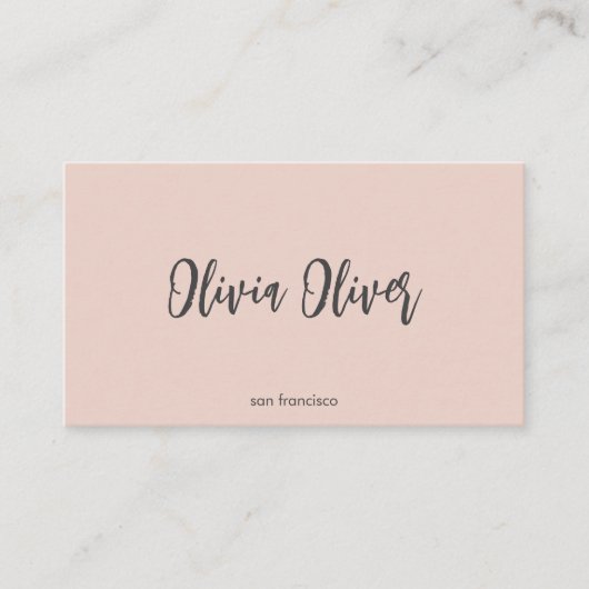 Minimal Script Calligraphy Blush Pink Chic Modern Visitekaartje (Voorkant)