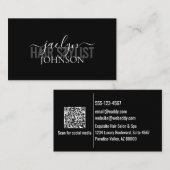 Minimal Script Calligraphy White Gray Black Custom Visitekaartje (Voorkant / Achterkant)