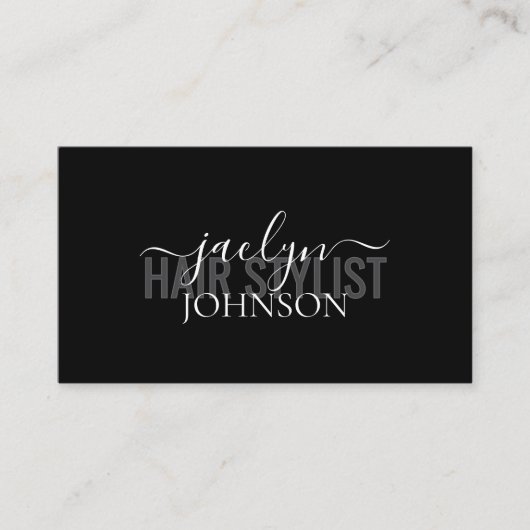 Minimal Script Calligraphy White Gray Black Custom Visitekaartje (Voorkant)