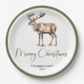 Minimal Script Christmas Custom Family Name Plates Papieren Bordje (Voorkant)