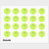 Minimal Script Cyber Lime Jet Black Wedding Ronde Sticker (Vel)
