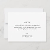 Minimal Script Matron of Honor Dank je Kaart (Achterkant)