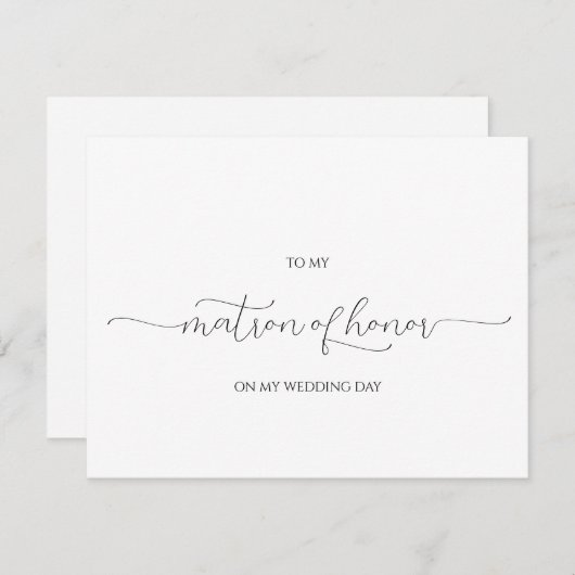 Minimal Script Matron of Honor Dank je Kaart (Voorkant / Achterkant)
