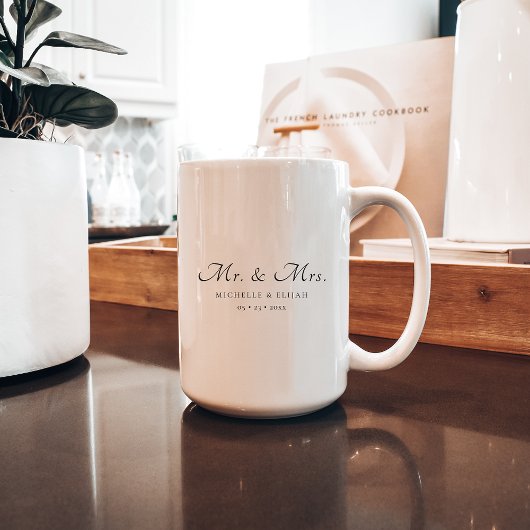 Minimal Script Mr en Mrs Couple Mok Gift