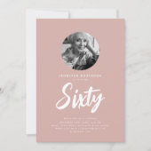 Minimal Script Photo 60th Birthday Dusty Roos Kaart (Voorkant)