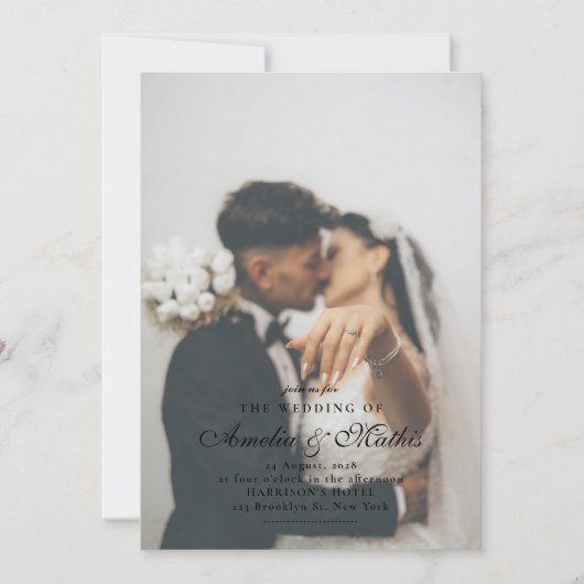 Minimal Script Photo Wedding Invitation (Devant)