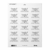 Minimal Script Schattige hart bruiloft retour adre Etiket (Full Sheet)