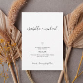 Minimal Script Wedding Invitation with Heart Kaart
