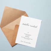 Minimal Script Wedding Invitation with Heart Kaart