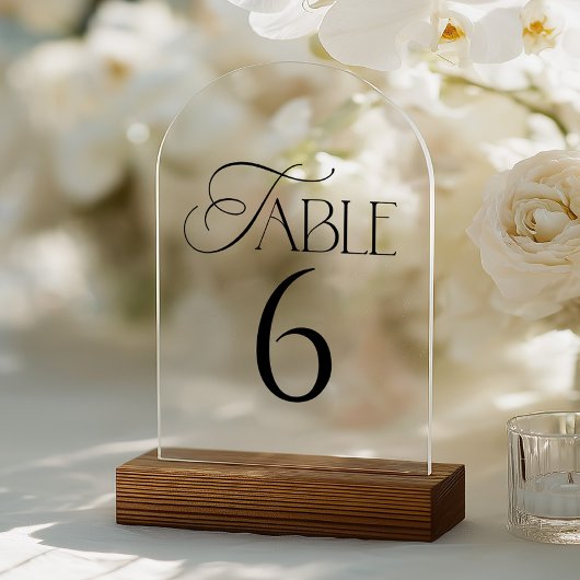Minimal Script Wedding Table Number Acryl Uitnodigingen