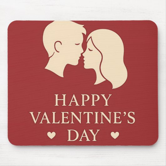 Minimal Silhouette Romantic Valentines Office Muismat (Voorkant)