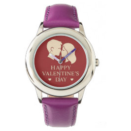 Minimal Silhouette Valentines Romantic Leather Horloge