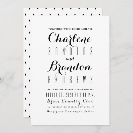 Minimal Simple Moderne Élégant Mariage Invitations (Devant / Derrière)