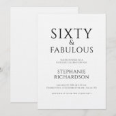 Minimal Sixty and Fabulous 60th Birthday Party  Kaart (Voorkant / Achterkant)
