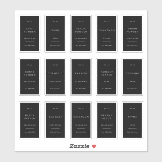 Minimal Spice Jar Labels Pantry Storage Stickers (Vel)