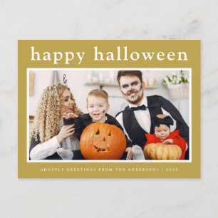 Minimal Spooky Happy Halloween Family 1 Foto Feestdagenkaart