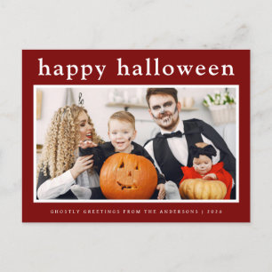 Minimal Spooky Happy Halloween Family 1 Foto Feestdagenkaart