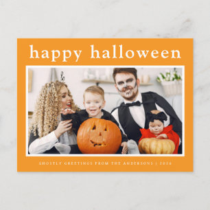 Minimal Spooky Happy Halloween Family 1 Foto Feestdagenkaart