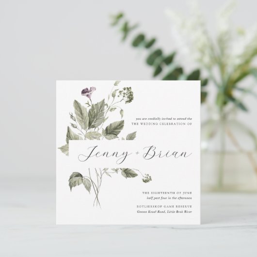 Minimal | Spring Green Faire-part de mariage (Debout devant)