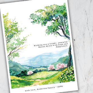 Minimal Spring Landscape Art Easter Greetings Card Feestdagenkaart