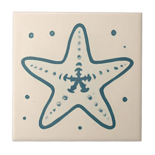 Minimal Starfish Ocean Art Tegel Tegeltje
