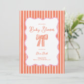 Minimal Stripe Italian Girl Baby Shower Invitation (Debout devant)