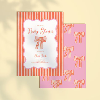 Minimal Stripe Italian Girl Baby Shower Invitation Kaart