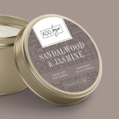 Minimal Taupe Boho Pattern Logo Wax Candle Jar Lid Ronde Sticker