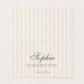 Minimal Taupe Stripe Wedding Place Card  (Outside Unfolded)