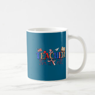 Minimal Teacher Patriotic 1776 Independence Day Koffiemok