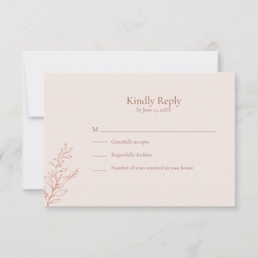 Minimal Terracotta Botanical RSVP Card (Devant)