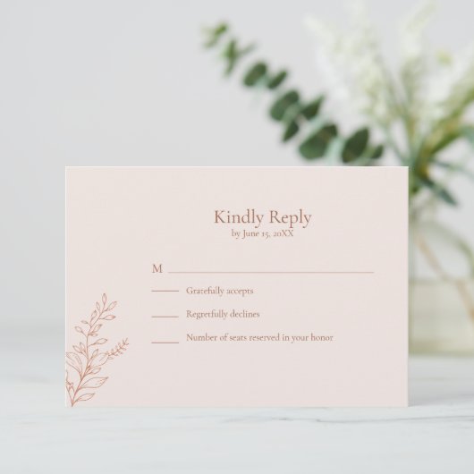 Minimal Terracotta Botanical RSVP Card (Debout devant)