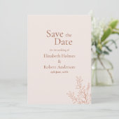 Minimal Terracotta Botanical Save the Date Kaart (Staand voorkant)