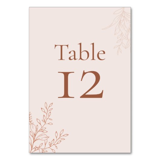 Minimal Terracotta Botanical Table Number Kaart (Achterkant)