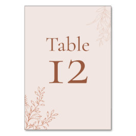 Minimal Terracotta Botanical Table Number Kaart