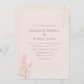 Minimal Terracotta Botanical Wedding Invitation Kaart (Voorkant / Achterkant)