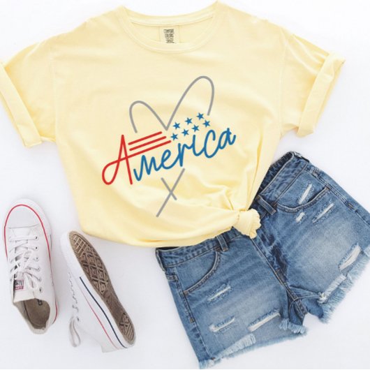 Minimal Text Graphic Amerikaanse Vlag 4 juli T-shirt