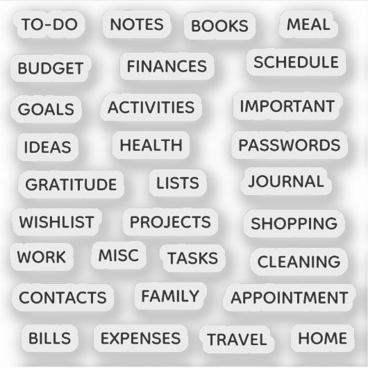 Minimal Text Planner Tab Label Binder Divider Tab  (Voorkant)