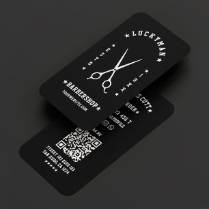 Minimal Travel Barber Schaar Barbershop Zwart Visitekaartje