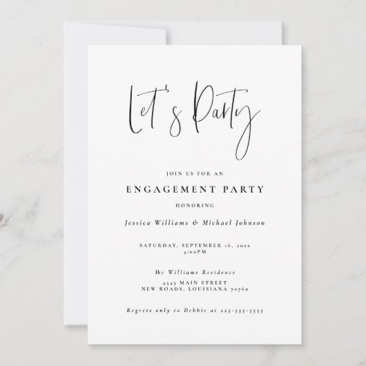 Minimal Typography Engagement Party Invitation (Devant)