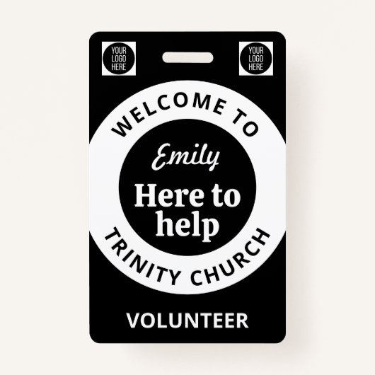 Minimal Volunteer Lanyard Badge Logo & QR code (Voorkant)