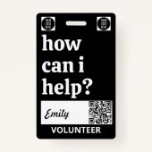 Minimal Volunteer Lanyard Badge Logo & QR code (Voorkant)