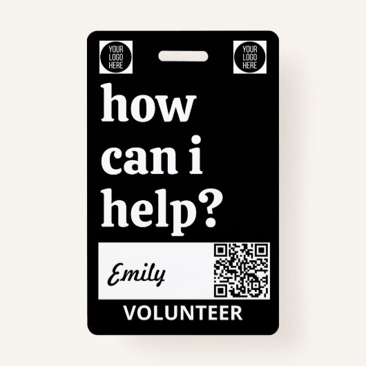 Minimal Volunteer Lanyard Badge Logo & QR code (Devant)