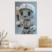 Minimal Voxel Athlete in White Uniform – Baseball Poster (Keuken)