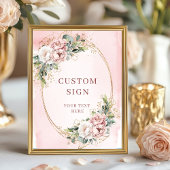 Minimal Watercolor Blush Pink Flowers Custom Sign Poster