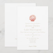 Minimal Watercolor Scallop Shell (Pink) Invitation (Devant / Derrière)