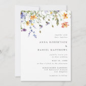Minimal Watercolor Wildflower Wedding Invitation (Devant)