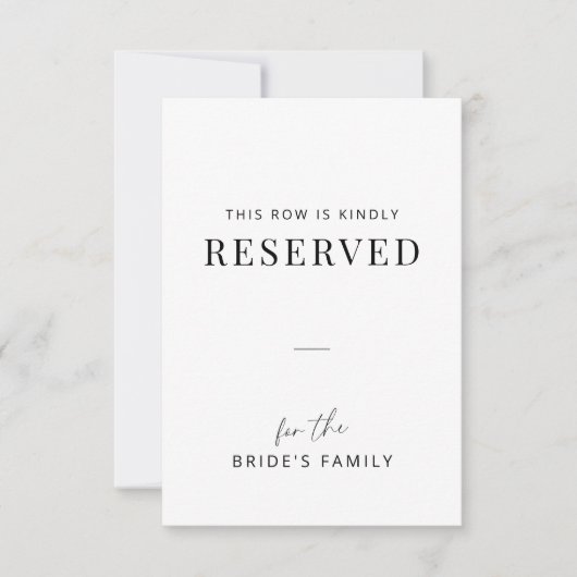 Minimal Wedding Family Reserved Row Tag (Voorkant)